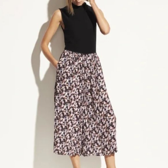 Vince Painted Floral Pleated Culotte Pants L - Picture 1 of 6
